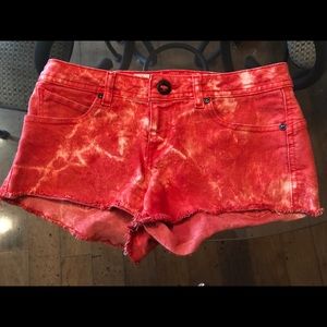 Volcom Tie-dye Jean shorts. Beautiful red!